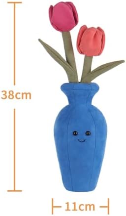 Apricot Lamb Potted Flower Plush Tulips 15 Inches