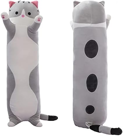 SHINUOER Gray Cat Plush Pillow 354 Inch Cuddly Toy