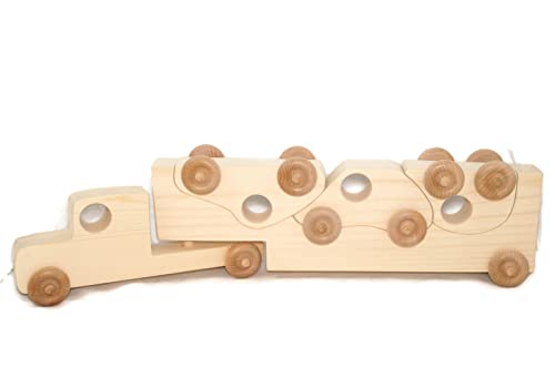 Little Wooden Wonders Wooden Toy Truck with Cars
