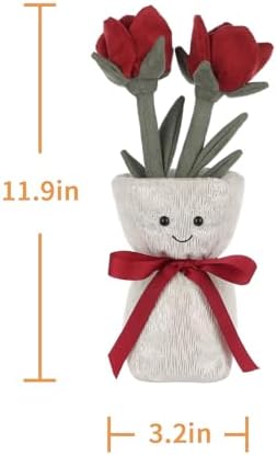Apricot Lamb Fluffy Rose Vase Plush Toy for Kids
