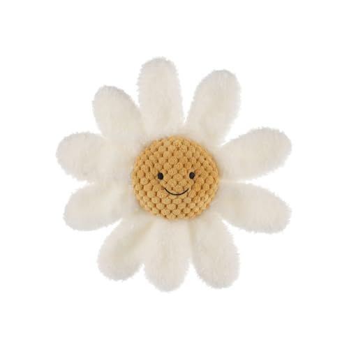 Apricot Lamb Soft Rattle Toy with White Daisy Design