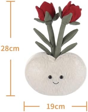 Apricot Lamb Love Shaped Rose Vase Plush Toy