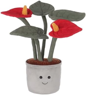 Apricot Lamb Potted Red Anthurium Plush Stuffed Animal for Kids