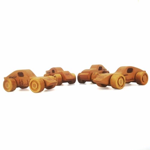 Personalized 4 Pcs Wooden Toy Cars For Toddlers 1-3