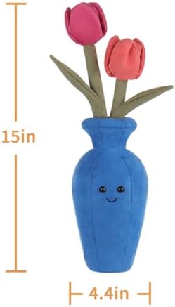 Apricot Lamb Potted Flower Plush Tulips 15 Inches