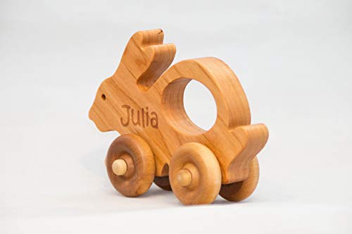 Easter Bunny Wooden Toy Car by Little Wooden Wonders