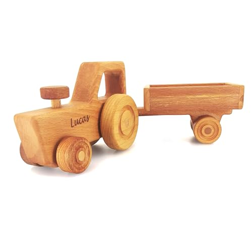 Personalized Wooden Tractor Toy For Boys - Farm Playset