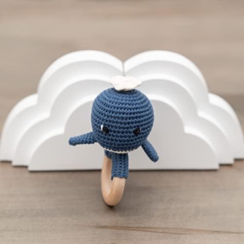 Handmade Cotton Crochet Blue Whale Rattle