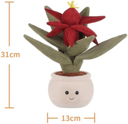 Apricot Lamb Red Vriesea Bromeliad Plant Stuffed Animal