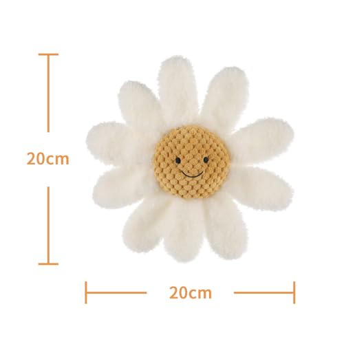 Apricot Lamb Soft Rattle Toy with White Daisy Design