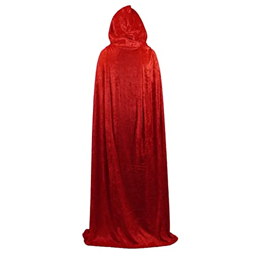 Red Crushed Velvet Hooded Cape - Adult Small