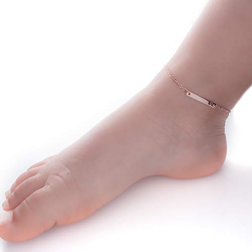 Personalized Baby Name Bar Anklet 16k Gold Silver Rose Gold