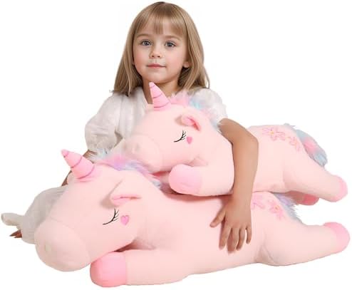 32 Inch Super Soft Pink Unicorn Plush Pillow
