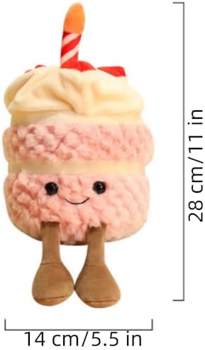 OUKEYI 28cm Birthday Cake Plush Toy - Cute Smile Pillow Stuffed Animal