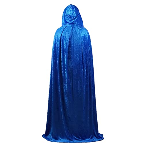 Blue Crushed Velvet Full Length Hooded Cape - Adult Small