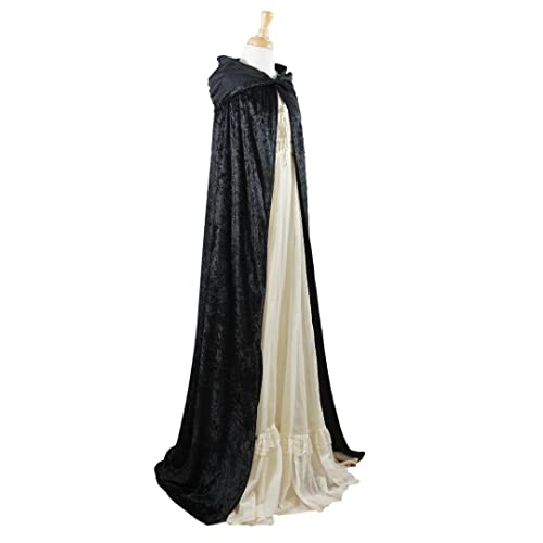 Black Crushed Velvet Hooded Cape for All Sizes