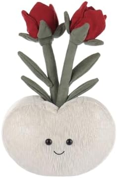 Apricot Lamb Love Shaped Rose Vase Plush Toy