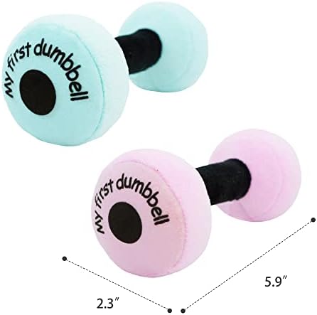 June Garden 6 Plush Baby Dumbbell Rattle Toy - Pink 1