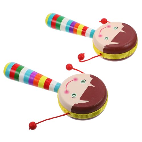 2pcs Musical Wooden Rattle for Babies with Soft Edges