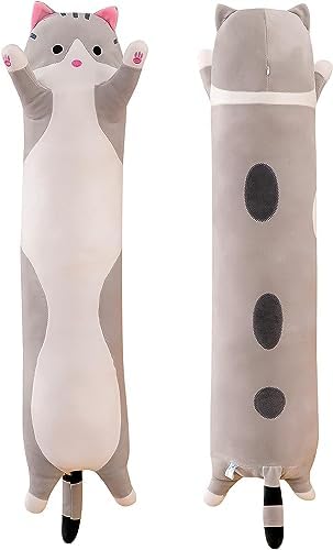 Yeqivo Long Plush Cat Pillow Grey 70CM
