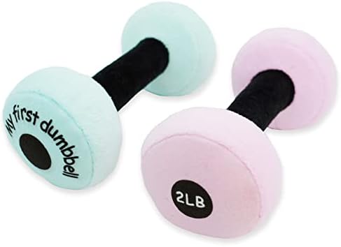 June Garden 6 Plush Baby Dumbbell Rattle Toy - Pink 1
