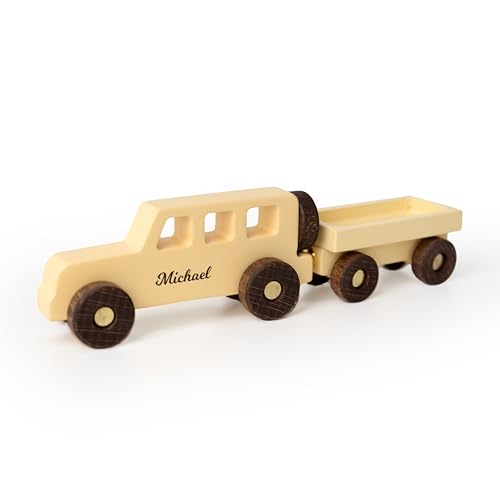 Personalized Wooden Car Dinosaur Play Set for Kids