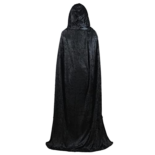 Black Crushed Velvet Hooded Cape for All Sizes