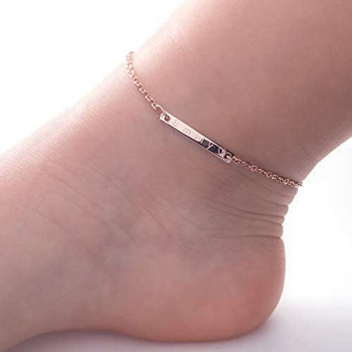 Personalized Baby Name Bar Anklet 16k Gold Silver Rose Gold