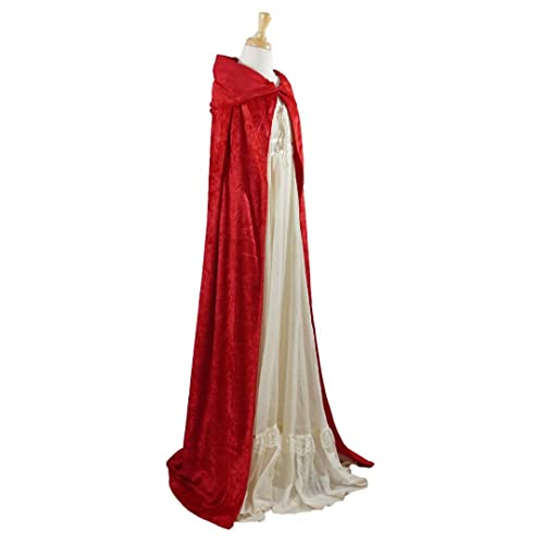 Red Crushed Velvet Hooded Cape - Adult Small