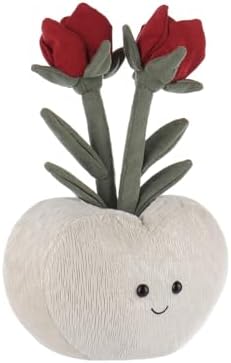 Apricot Lamb Love Shaped Rose Vase Plush Toy