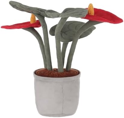 Apricot Lamb Potted Red Anthurium Plush Stuffed Animal for Kids