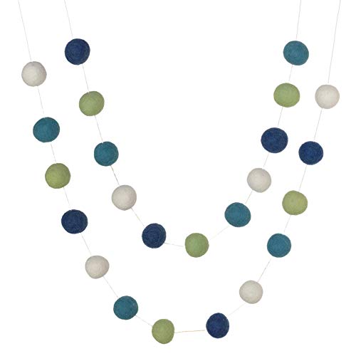 Matthew Mae Spring Felt Ball GARLAND - 1 Balls - Green Blue White