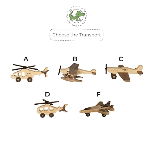 Personalized Wooden Toy Airplanes and Cars for Toddlers