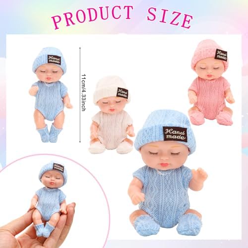 4 Inch Realistic Baby Dolls with Animal Clothes 4PCS