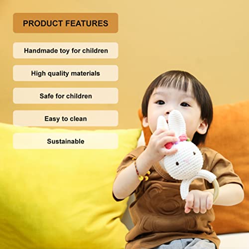 Bunny Rattles Toy for Toddlers Handmade Woolen with Safety Testing