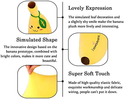 Banana Plush Pillow Stuffed Plushie for Kids 137 Inch