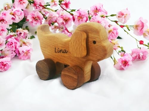 Personalized Wooden Dog Toy For Baby Boy