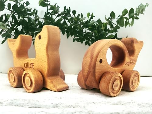 Personalized Wooden Animal Push Toy for Baby