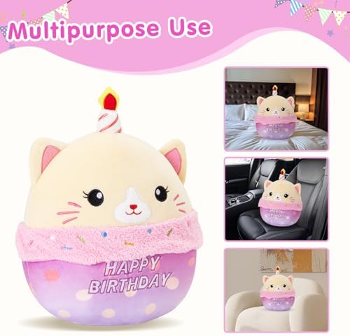 Athionsu 14 Inch Birthday Cat Plush Pillow