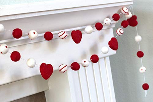 Matthew Mae Valentines Garland - Felt Balls Hearts
