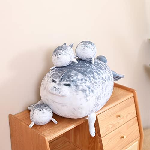 SQEQE Chubby Seal Pillow with 4 Baby Seal Plushies