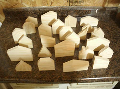 25 Handmade Unfinished Wooden House Shapes Set