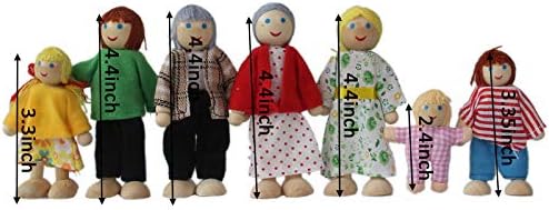 Yeooyoor Wooden Doll House Family 7 Figures