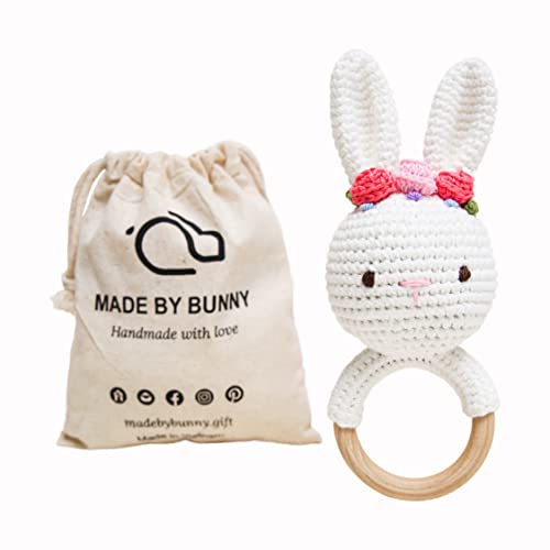 Bunny Rattles Toy for Toddlers Handmade Woolen with Safety Testing