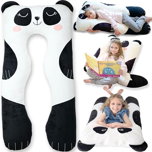 LUNAMIRA Panda Kids Body Pillow - 47 U-Shape Plush Comfort