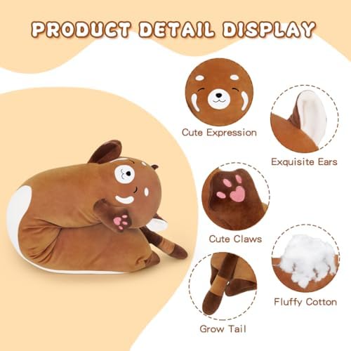 Yeqivo Cute Long Raccoon Plush Pillow Soft Hugging Toy Orange 1968Inch50cm