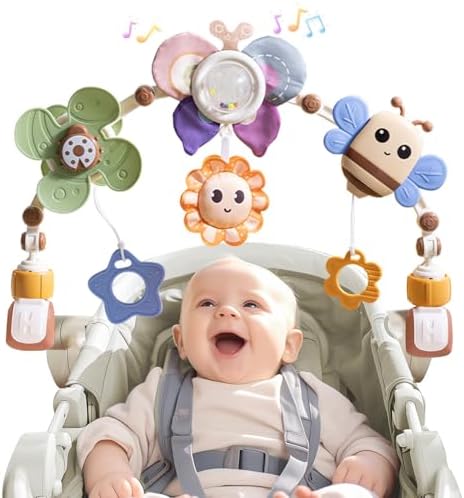 Adjustable Baby Stroller Arch with Sound and Light Toys
