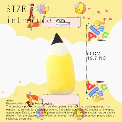 CHELEI2019 197 Pencil Pillow Plush Toy for Kids Yellow