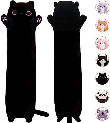 MDXMY Long Black Cat Plush Pillow - Comfortable Stuffed Animal
