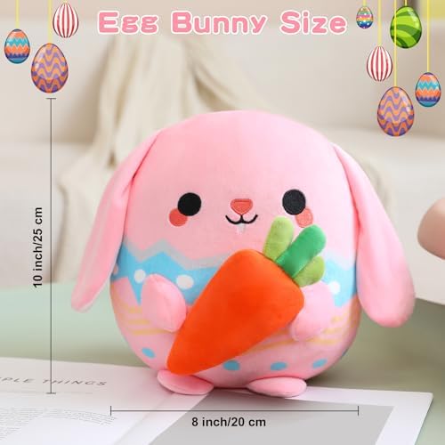 Pink Bunny Plush Stuffed Animal Toy with Carrot - 10 Inch Easter Pillow Gift